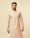 Dusty Pink Silk Floral Buta Patterned Kurta Set